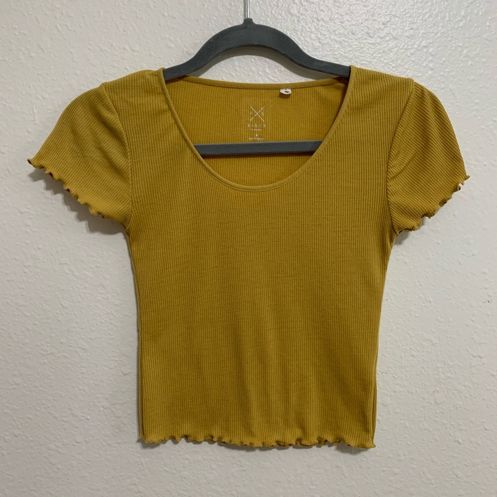 Pacsun Mustard Yellow Cropped Short Sleeve Top